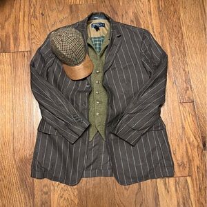 ‼️SOLD‼️ Polo Ralph Lauren tweed cap/hat + vest + jackett. Get your autumn on 🍁🍂